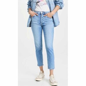Re/Done 90s High Rise Ankle Crop‎ Jeans Bright Faded Blue Size 30